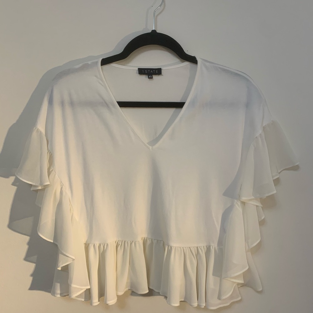 White Ruffle Top
